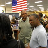 Kansas City Friends of Alvin Ailey Board Member, Esmond Alleyne and Tyrone Aiken, Executive Director, greet patrons during AILEY II Lec Dem Reception